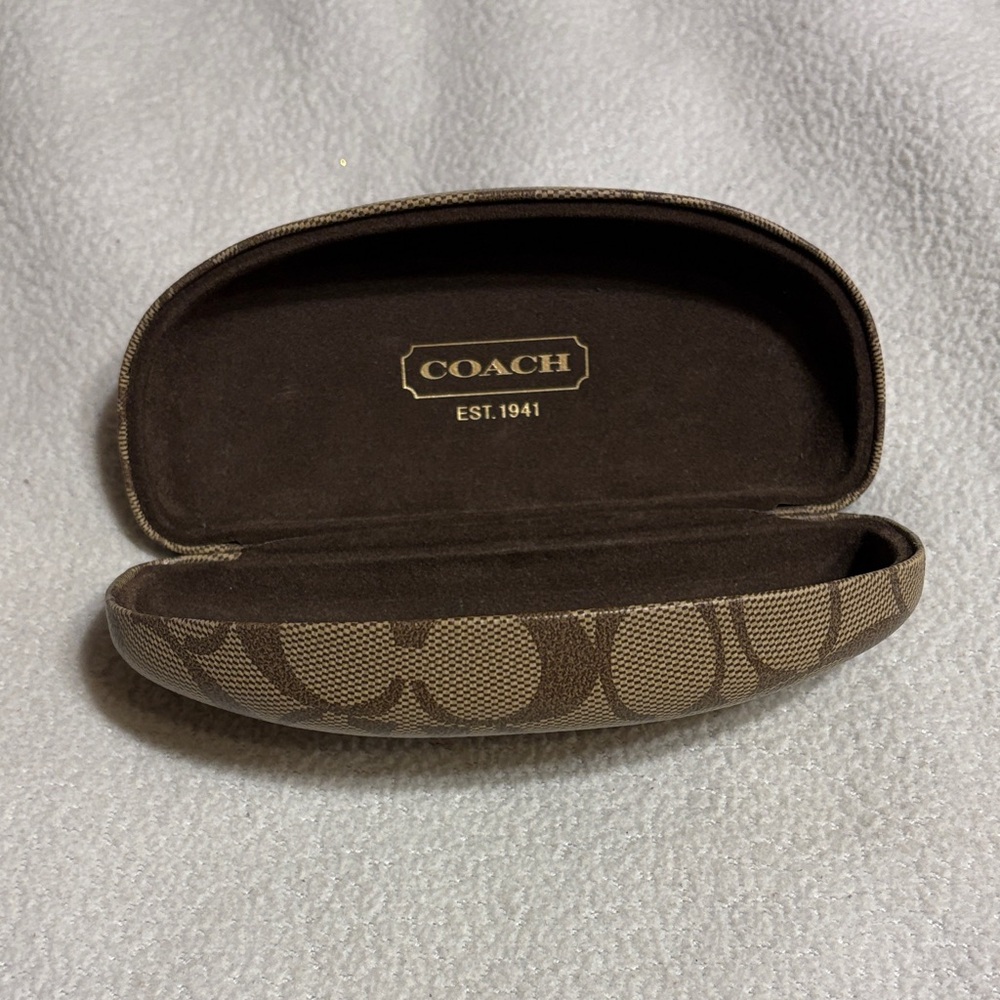 Coach Brown Signature Hard Eyeglass Case